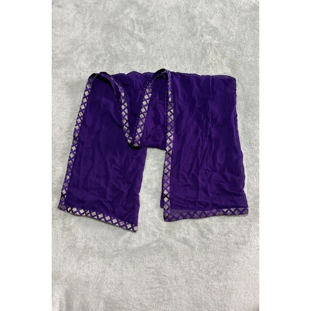 Girls dupatta scarf Indian ethnic wear wedding guest party purple gold